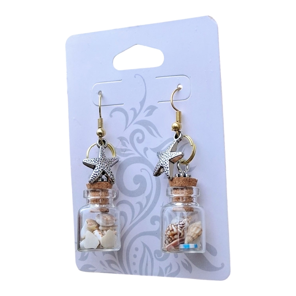 Starfish Glass Bottle Earrings